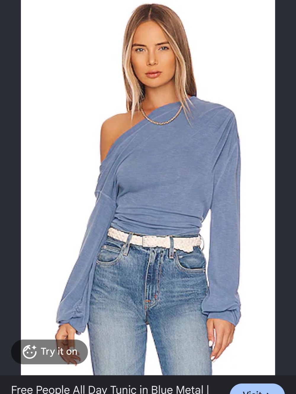 Free People Dusty green One-Shoulder Tunic XS
